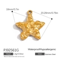 Golden stainless steel starfish pendant with textured finish and dimensional star design - Gold Starfish Style (PJ92561G)