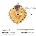 18K gold plated stainless steel heart flamingo pendant with enamel eye detail - Gradient Flame Heart Evil Eye Charm (PJ92819)
