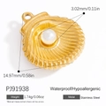 Pendentif coquillage doré 18K avec perle en acier inoxydable, largeur 14,97 mm - Style Coquillage Perle Doré (PJ91938)