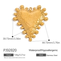 Hammered gold heart pendant in waterproof stainless steel with beaded edge detail - Hammered Edge Beaded Heart Charm (PJ92820)