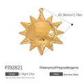 18K gold plated stainless steel sun face pendant with rays, waterproof jewelry charm - Personified Sun God Face Relief Charm (PJ92821)