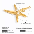 Pendentif étoile de mer en acier inoxydable doré avec perles blanches et strass - Style Étoile de Mer Perle Doré (PJ91940)