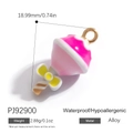 Pink enamel hot air balloon alloy charm with yellow bow, waterproof and hypoallergenic - Pink Hot Air Balloon Shape (PJ92900)