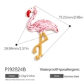 Pink flamingo stainless steel pendant charm with golden enamel finish for DIY jewelry - Pink Marble Texture Flamingo Charm (PJ92824B)