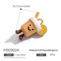 DIY 18K gold plated alloy bubble tea charm with lemon slice and smiling face - Milk Tea Emoji Style (PJ92902A)