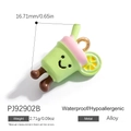 18K gold plated green enamel cartoon drink pendant with a lemon slice and a cute smiley face - Lemon Green Tea Emoji Style (PJ92902B)