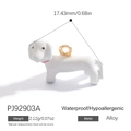White enamel puppy pendant charm with pink collar and gold ring 17.43mm size - White Dachshund (PJ92903A)