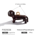 18K gold plated alloy dachshund pendant charm in deep brown enamel, size 17.43mm - Dark Brown Dachshund (PJ92903B)