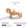 Cute brown dachshund dog alloy pendant with macaron colored finish and gold ring - Light Brown Dachshund (PJ92903C)