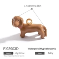 Brown alloy dachshund dog charm with pink collar and 18K gold plated finish - Brown Red Dachshund (PJ92903D)