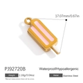 18K gold plated stainless steel ice cream pendant with pink enamel for DIY jewelry - Pink Popsicle Style (PJ92720B)