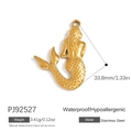 Golden mermaid pendant in stainless steel, waterproof and hypoallergenic jewelry part - Gold Mermaid Charm (PJ92527)