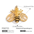 Waterproof gold plated stainless steel bee charm with white and black enamel pendant - Black White Bee Style (PJ92721)