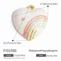 Ciondolo a cuore in smalto arcobaleno in acciaio inossidabile con bordo dorato e strass - Stile Cuore Arcobaleno Strass (PJ91886)