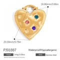 Ciondolo cuore dorato in acciaio inossidabile martellato con gemme colorate - Stile Cuore Onda Pietra Tre Colori (PJ91887)