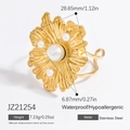Bloem parel ring in 18K verguld roestvrij staal met waterdichte afwerking - Radiaal Patroon Multi-Parelstijl (JZ21254)