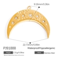 Pendente a mezzaluna in acciaio dorato con trama a stella e cristalli lucidi - Stile Mezzaluna Motivo Stella Strass (PJ91888)