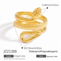 Anello a serpente irregolare in acciaio inossidabile placcato oro 18 carati da donna - Stile Avvolgimento Serpente (JX21388)