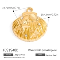 Pendentif coquillage doré en acier inoxydable avec relief d'étoile de mer et zircons - Pendentif Coquille Relief Étoile de Mer Doré (PJ91948B)
