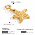 Starfish gold pendant in 18K gold plated stainless steel with spring clasp and dimensions - Starfish Fish Mouth Clasp (PJ91806) / 19.57x6.12mm / Gold