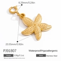 Goldener Seestern-Anhänger aus Edelstahl mit 18K Vergoldung, 23,55 mm Breite und 3,08 g Gewicht - 3D Seestern (PJ91807) / Gold