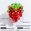 Red strawberry faceted bead charm with stainless steel hypoallergenic fittings - Strawberry Style (PJ91283)