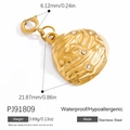 Unregelmäßiger Herzanhänger aus 18K vergoldetem Edelstahl mit glitzernden Kristallen und Verschluss - Unregelmäßig Eingelegt (PJ91809) / Gold
