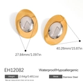 Orecchini ovali bicolore in acciaio inossidabile con finitura oro e argento - Stile Ovale Bicolore Oro E Argento (EH12082)