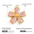 Flower pendant in 18K gold stainless steel with pink pear-shaped zircon stones - Pink Five-Petal Flower (PJ92181B)