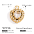 18K gold plated stainless steel heart pendant with sparkling zircon stone inlay - White Heart Rhinestone Style (PJ92182B)