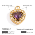 Golden stainless steel heart pendant with purple zircon and white stones detailing - Purple Heart Rhinestone Style (PJ92182C)