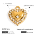 18K gold plated stainless steel heart pendant with sparkling zircon stone setting - Heart Cutout Rhinestone Style (PJ92183)