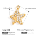 Star-shaped 18K gold plated stainless steel pendant with sparkling cubic zirconia inlay - Star Rhinestone Style (PJ92184)
