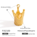 18K gold plated stainless steel crown pendant with zircon inlay dimensions and weight - Classic Crown Style (PJ92189)