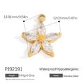 Golden flower pendant with marquise-cut zircon petals and stainless steel frame - Clear Five-Petal Flower Style (PJ92191)