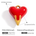Waterproof small red heart pendant in 18K gold plated stainless steel for jewelry DIY - Red Heart Enamel Style (PJ91039(Small))