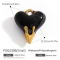 Waterproof small heart pendant in black enamel and 18K gold plated stainless steel - Black Heart Enamel Style (PJ91039B(Small))