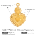 Golden stainless steel heart flame pendant with intricate openwork and 18K gold finish - Sacred Heart Flame Hollow Pendant (PJ91777B(Small))