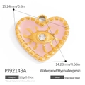 Pink heart eye pendant in 18K gold plated stainless steel with size and weight info - Evil Eye Pink Heart Pendant (PJ92143A)