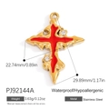 Red enamel gold cross pendant in stainless steel with crystal detailing for DIY jewelry - Gothic Red Cross Pendant (PJ92144A)