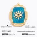 Pendentif tarot œil protecteur en acier inoxydable doré 18K avec émail bleu et cristaux - Style Bleu (PJ91594B)