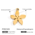 Golden five-petal flower heart charm in 18K gold-plated stainless steel for DIY jewelry - Gold Five Petal Mini Pendant (PJ92169)
