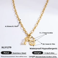 Collier en acier doré avec pendentif cœur diamanté et perles élégantes - Style Serrure Cœur Et Clé (XL31279)