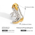 Anello stivale da cowboy bicolore in acciaio inossidabile, oro e argento, fascia aperta - Anello Aperto Regolabile Stivale Cowboy (JZ21612)