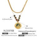Collier double rang plaqué or 18 carats avec pendentif fleur en émail vert et perles - Collier Double Couche Pendentif Fleur en Émail Vert (XL31976B)