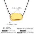 Unregelmäßige Bohnen-Halskette aus Edelstahl mit 18k Goldbeschichtung auf schwarzer Kordel - Unregelmäßige Bohnenform (XL31994) / Gold