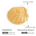 Waterproof 18K gold plated stainless steel seashell brooch with detailed product dimensions - Seashell Shape Style (XZ020014)