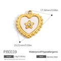 Golden heart-shaped stainless steel pendant with white enamel star inlay and single zircon - Star Heart Style (PJ93119)