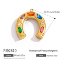 18K gold horseshoe pendant in stainless steel with multi-color rhinestones and dimensions - Horseshoe Inlaid Style (PJ92810)