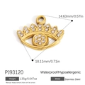 Evil eye crown pendant in 14k gold plated stainless steel with clear zircon stones - Crown Evil Eye Style (PJ93120)
